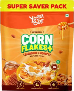 Yogabar Cornflakes Almond & Honey Healthy Crunchy cereals with Probiotics Pouch(850 g)