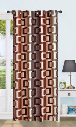 Flipkart SmartBuy 152 cm (5 ft) Polyester Window Curtain Single Curtain(Printed, Brown 203)