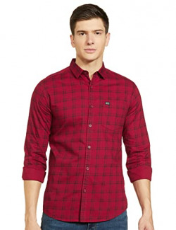 The Indian Garage Co Men's Slim Shirt (0619-SH03-03- Red Small)