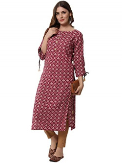 Jaipurite Women's Rayon Printed Straight Kurta in Multicolour