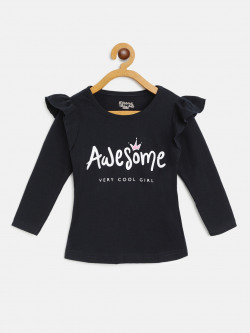 Eteenz Girls Navy Cotton Top