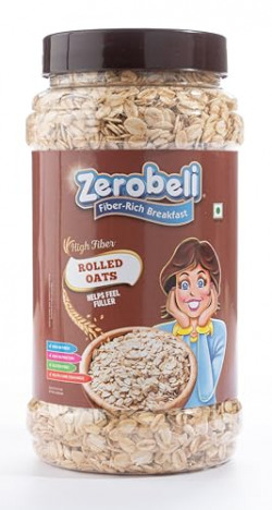 Zerobeli Gluten Free Rolled Oats Jar 600g| 100% Wholegrain & Aids Weight Loss| High in Fiber & Protein|Rich in Antioxidants| Old Fashioned Rolled Oat|