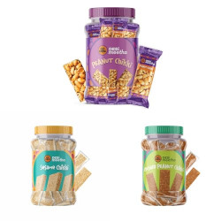 GO DESi Chikki Combo - Peanut, Crushed Peanut & Sesame/Til Chikki 50 Piece Each