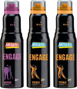 Engage Deo Combo 1 Nudge 220ml and 2 Tickle 220ml, Spicy Fragrance Deodorant Spray  -  For Men(660 ml, Pack of 3)