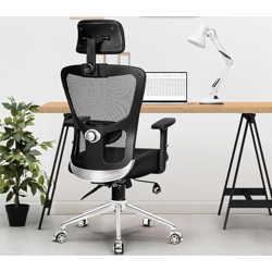 Da URBAN Mexico Pro High Back Mesh Ergonomic Office Chair with 3 Years Warranty, Adjustable Armrests,Adjustable PU Pads,Adjustable Lumbar Support,Smart Any-Angle Tilt Lock Mechanism (Black)
