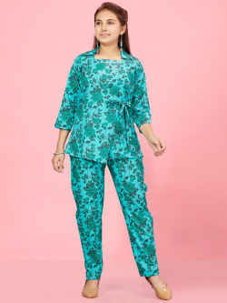 BAESD Girls Printed Pure Cotton Tunic With Trousers