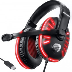 AirSound Gaming Over-Ear Headset Headphone| Red LED Lights| 7.1 Surround Sound Wired Headset(Black, On the Ear)