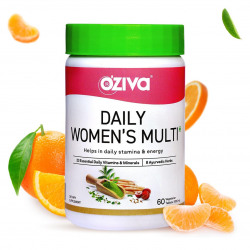OZiva Daily Womens Multivitamin Tablets | Daily Energy, Holistic Health & Hormonal Balance | With 23 Daily Multivitamins & Minerals, Shatavari, Brahmi, 60 Vegetarian Tablets Pack of 1