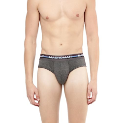 Macroman M-Series Men's Cotton Classic Regular Fit Solid Briefs (Pack of 1) (MIC301_Black Melange_S)
