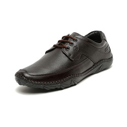 MUTAQINOTI Men's Brunette Brown Genuine Leather Laceup Shoes for Men Air Light Cushioned Handcrafted Officewear Formal Shoes with Laces (Size-9 UK) (AXPL-)