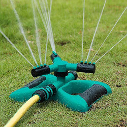 Lukzer 3 Arm Sprinkler for Watering Garden Lawn Yard Irrigation System 360 Degree Sprayer Head Water Saving Device