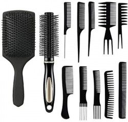 M.S TRADERS 12 PIECE COMBO WITH FLAT BRUSH ,ROLLER COMB.10 IN 1 COMB SET