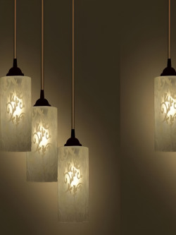 Afast White 2 Pieces Printed Glass Ceiling Lamps