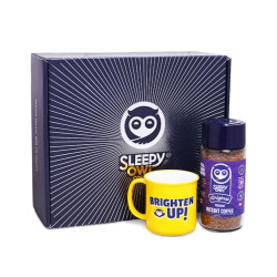 Sleepy Owl Everyday Festive Gift Set | 100g Original Premium Instant Coffee + 1 Mug | Makes 50 Cups | 100% Arabica | Make Caf Style Hot or Cold Coffee at Home | Valentine's Day Gift for Men, Women