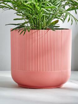 Home Centre Gloria Argil Pink Ribbed Ceramic Planter