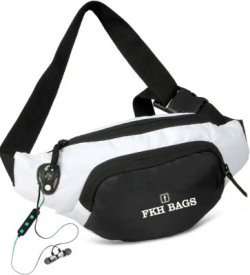 fkhbags Money |Mobile|Card|Belt| Documents|Kit Books Dairy Messenger Cross body pouch| Waist Bag Elegant Style Travel Pouch Passport Holder with Adjustable Strap(Black, White)
