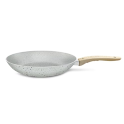 NIRLEP Joy Series 24cm Frying Pan|Granite Finish Non-Stick Pan| Induction Base 24cm Fry Pan|Easy to Clean| Soft Touch Handles| Use as Omlette Pan, Egg Pan| 1-Yr Warranty by Bajaj| Grey