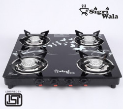 Sigri-wala Surya ISI Certified Toughened Door Step WarrantyTornado Glass Manual Gas Stove(4 Burners)