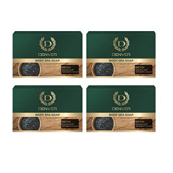 DENVER Detox Body Spa Soap -125GM Each (Pack of 4) | Enriched With Activated Charcoal | Deep Clean Bathing Soap and Anti-pollution Effect