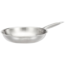 Amazon Brand - Solimo Triply Frying Pan (Medium Size/ 24cm) | Induction and Gas Stove Compatible | Three-Layer Durable Construction, Uniform Heating