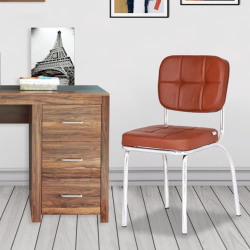 Da URBAN Benton Leatherette | Heavy Duty Metal Frame| Visitor/Guest Chair Without Arms (Tan)