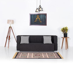 Zen 3-Seater Jute Sofa Cum Bed in Black Colour for Home and Living Room in