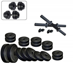 Body Maxx 8Kg-Combo 14 Dumbbells Kit 15 Inches Dumbells Rod (Rubber, Adjustable, Black)