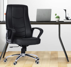 Da URBAN Hanson High Back Revolving Leatherette Ergonomic Home & Office Executive Chair with High Comfort Seating, Height Adjustable Seat & Heavy Duty Metal Base (Black)