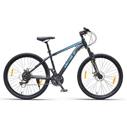 VECTOR 91 Unisex Valor 27.5T 21 Speed Shimano Gears Dual Disc with Front Suspension - Black Blue, Mountain Bike, 17 Inches