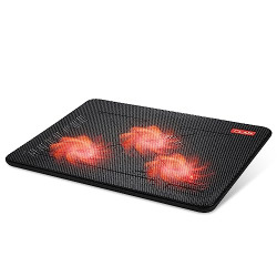 CLAW Breeze C3 Laptop Cooling Pad with 3 Motor Fans, 2 Adjustable Height, with Built-in Dual USB Hub (Black and Red)