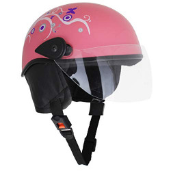 Sage Square Multi-Purpose Half Helmet for Men, Women (Large, Pink Glossy Sticker Design 2) (Non-Motorized)