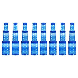SIMPARTE Twister Airtight Jar, Set of 24 Pieces, Blue, Diamond Checkers Container - for Rice, Dal, Atta, Flour, Cereals, Pulses, Snacks, Stackable, BPA Free (Blue, 24)
