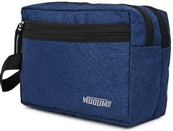 Wooum Multipurpose Travel Pouch/Money Cash Pouch/Wrist Hand Bag Clutch/Portable Organizer Bag/Toiletry Bag for Men and Women 10x7x3 Inch- Blue