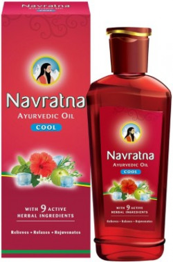 Navratna Ayurvedic Cool Oil|With 9 Ayurvedic Herbs |Relieves Headache, Fatigue Hair Oil(750 ml)