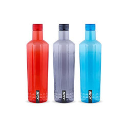 SKY Jewel Unbreakable PET Water Bottle,Set Of 3,1000 ml,Multicolor