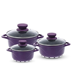 Wonderchef Excellence Aluminium Casserole Set (Purple), Set of 6