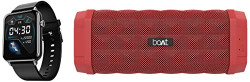 boAt Wave Lite Smartwatch with 1.69  HD Display, Sleek Metal Body, HR & SpO2 Level Monitor & Stone 650 10W Bluetooth Speaker with Upto 7 Hours Playback, IPX5 and Integrated Controls (Red)