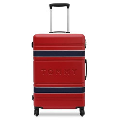 Tommy Hilfiger Las Vegas Unisex Polyester Hard Luggage - Red+Navy, 67Cm Mid Trolley Bag