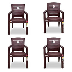 AVRO FURNITURE 9955 Plastic Chairs, Set of 4 Matt Pattern Plastic Chairs for Home, Living Room, Bearing Capacity up to 200Kg Strong and Sturdy Structure, Brown