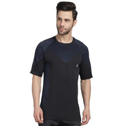 VIMAL JONNEY Printed Round Neck Polyester Lycra Half Sleeves Tshirt for Men-Dryfit_T_82000_01-XL Charcoal
