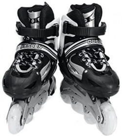 PN-AUK High quality Skating Shoe have different size and with PU LED wheel In-line Skates - Size 6-9 UK(Black)