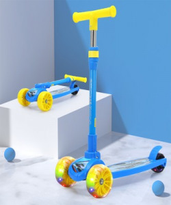Little Olive Enduro Kids Scooter: Attractive Deck, LED Wheels, Easy-Fold Design For Kids(Yellow, Blue)