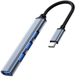 spincart Type C 4 Port USB 3.0 HUB for iMac MacBook Pro Surface, iPad Pro, PC and Laptops Slim Type C HUB USB Hub(Grey)