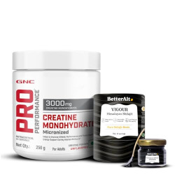 GNC Pro Performance Imported 250G Creatine Monohydrate | With Free 20G Pure Shilajit | Boosts Athletic Performance | Micronized & Instantized | Fuels Muscles | Provides Energy Support for Heavy Workout |Helps in boosting Stamina |Reduce Stress Level| Improves Sleep Quality| Unflavoured | Formulated in USA| 83 Servings Creatine
