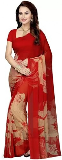 Yashika Women's Jacquard Georgette Standard Length (Multi RED_06_Multi03)