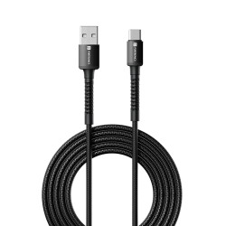Portronics Konnect X USB to Type C Cable with 3A Output, Fast Charging & Data Transfer, Nylon Braided, Aluminium Alloy Shell, 1M Length compatible with Type C Smartphones(Black)