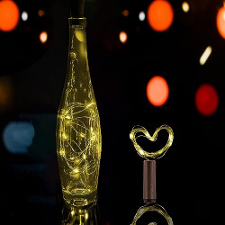 Kuber Industries Wine Bottle String Lights | 20 LED Bottle Cork Copper Wire String Lights | Wine Bottle Lights for Home Decoartion | Battery Powered | Warm White