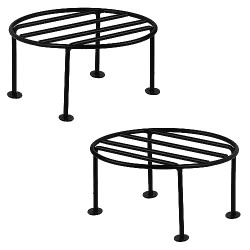Oriley Plant Round Stand Galvanised Metal Flower Pot Holder Gamla Support Corner Rack Outdoor Display Shelf for Home Garden Balcony Decoration - (Pack of 2, Black)