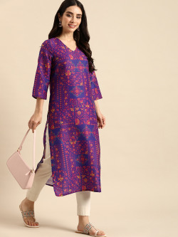 Anouk V-Neck Ethnic Motifs Printed Kurta