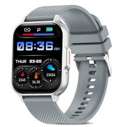 pTron Reflect Classic 2.01  Square Dial Smartwatch, Bluetooth Calling, Full Touch Display, 600 NITS, Metal Frame, 100+ Watch Faces, HR, SpO2, Voice Assist, 5 Days Battery Life & IP68 (Sterling Silver)